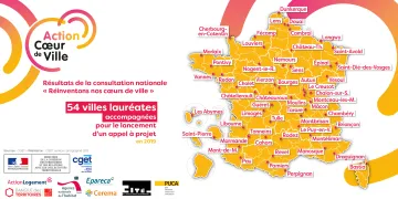 R&eacute;inventons nos c&oelig;urs de ville : carte des villes laur&eacute;ates