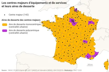 Les centres majeurs d'&eacute;quipements et de services et leurs aires de desserte
