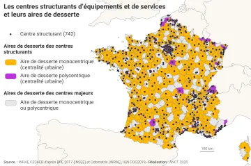 Les centres structurants d'&eacute;quipements et de services et leurs aires de desserte