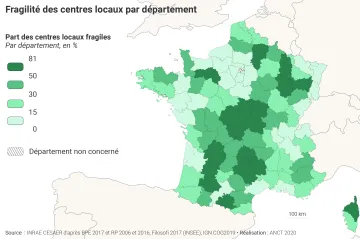Fragilit&eacute; des centres locaux par d&eacute;partement