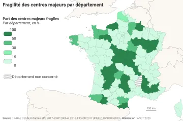 Fragilit&eacute; des centres majeurs par d&eacute;partement