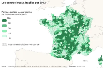 Les centres locaux fragiles par EPCI