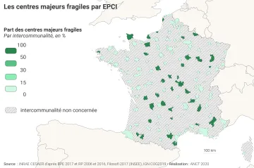 Les centres majeurs fragiles par EPCI