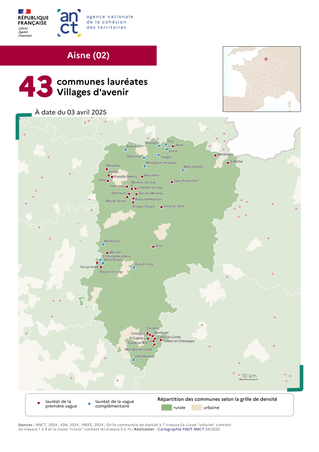 Communes labellis&eacute;es Villages d'avenir : Aisne