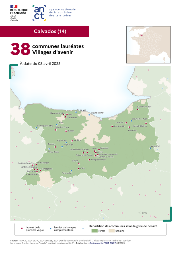 Communes labellis&eacute;es Villages d'avenir : Calvados