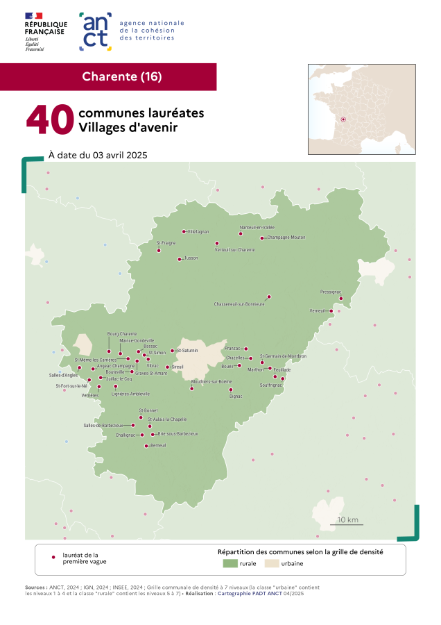 Communes labellis&eacute;es Villages d'avenir : Charente