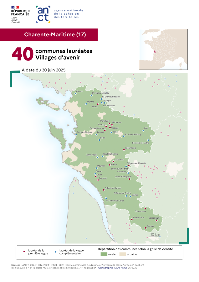 Communes labellis&eacute;es Villages d'avenir : Charente-Maritime