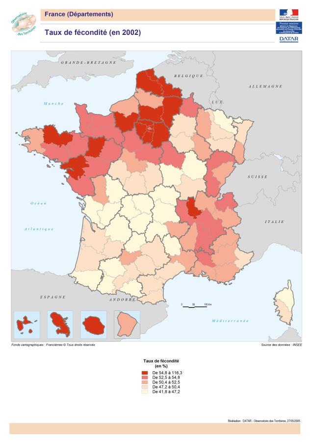 Taux de f&eacute;condit&eacute; en 2002