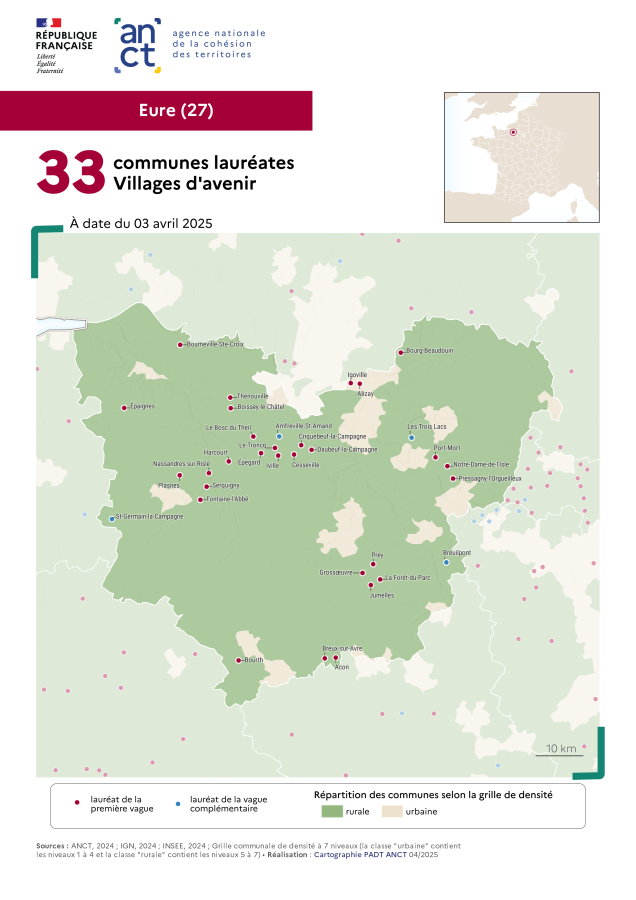 Communes labellis&eacute;es Villages d'avenir : Eure