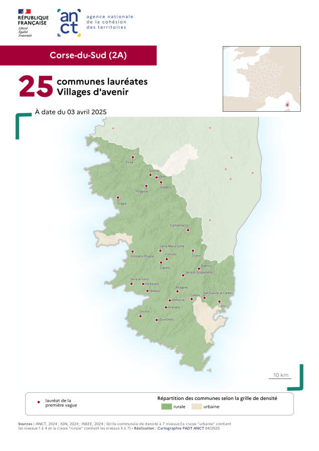 Communes labellis&eacute;es Villages d'avenir : Corse-du-Sud