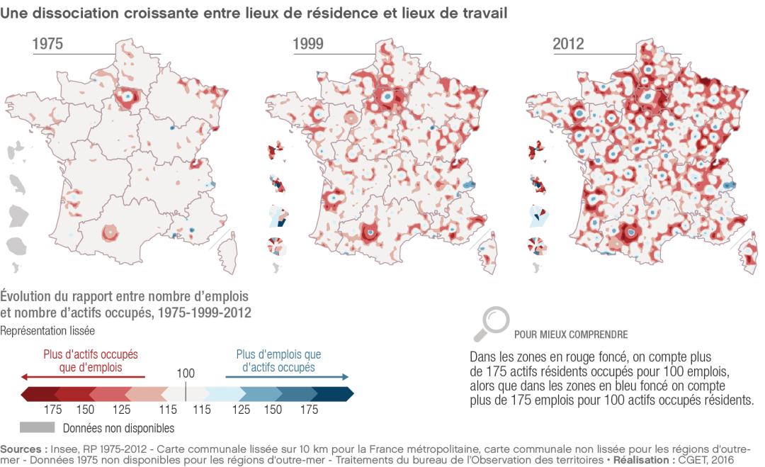 Une dissociation croissante entre lieux de r&eacute;sidence et lieux de travail