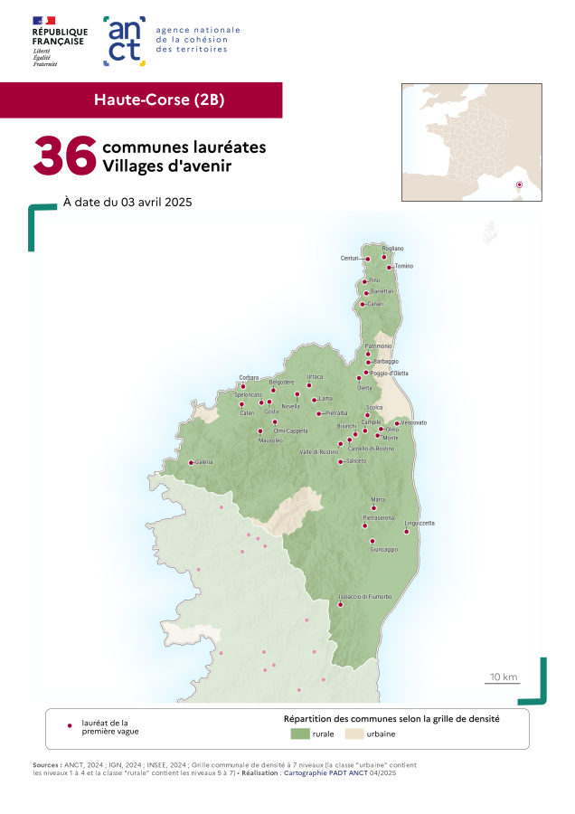 Communes labellis&eacute;es Villages d'avenir : Haute-Corse