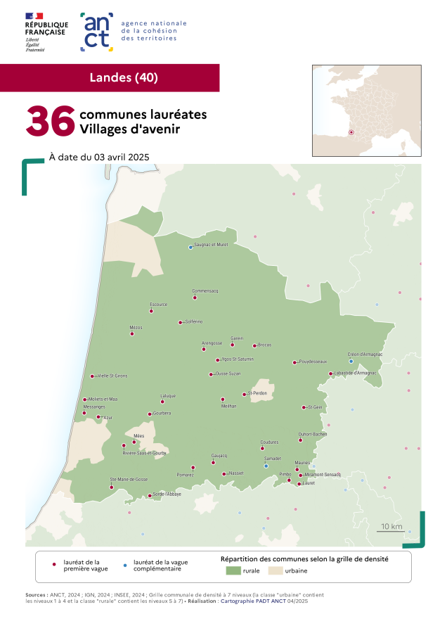 Communes labellis&eacute;es Villages d'avenir : Landes