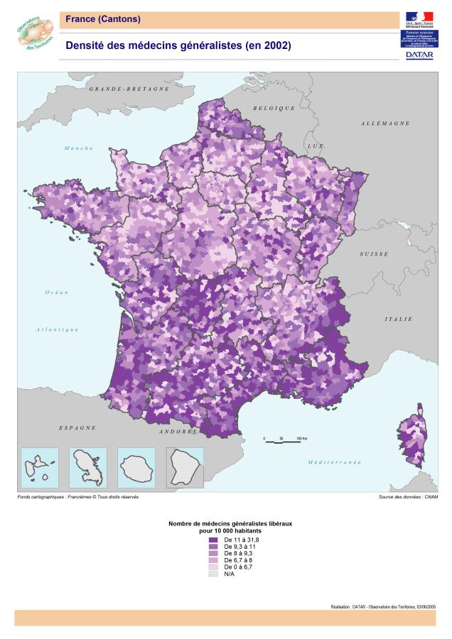 Densit&eacute; des m&eacute;decins g&eacute;n&eacute;ralistes