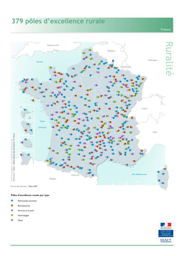 Les 379 p&ocirc;les d'excellence rurale