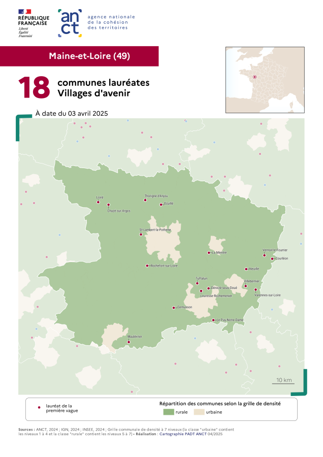Communes labellis&eacute;es Villages d'avenir : Maine-et-Loire