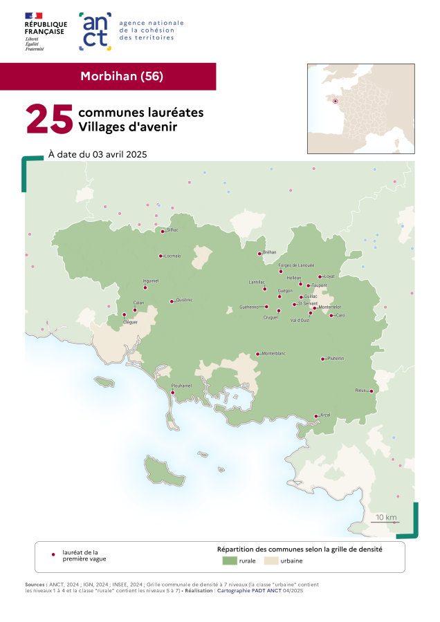 Communes labellis&eacute;es Villages d'avenir : Morbihan