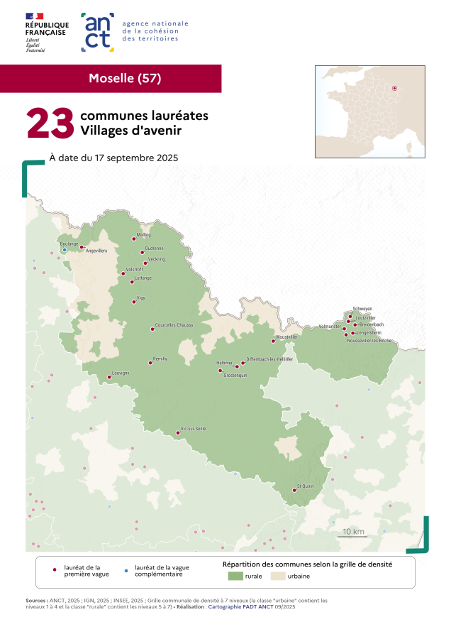 Communes labellis&eacute;es Villages d'avenir : Moselle