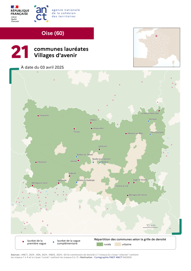Communes labellis&eacute;es Villages d'avenir : Oise