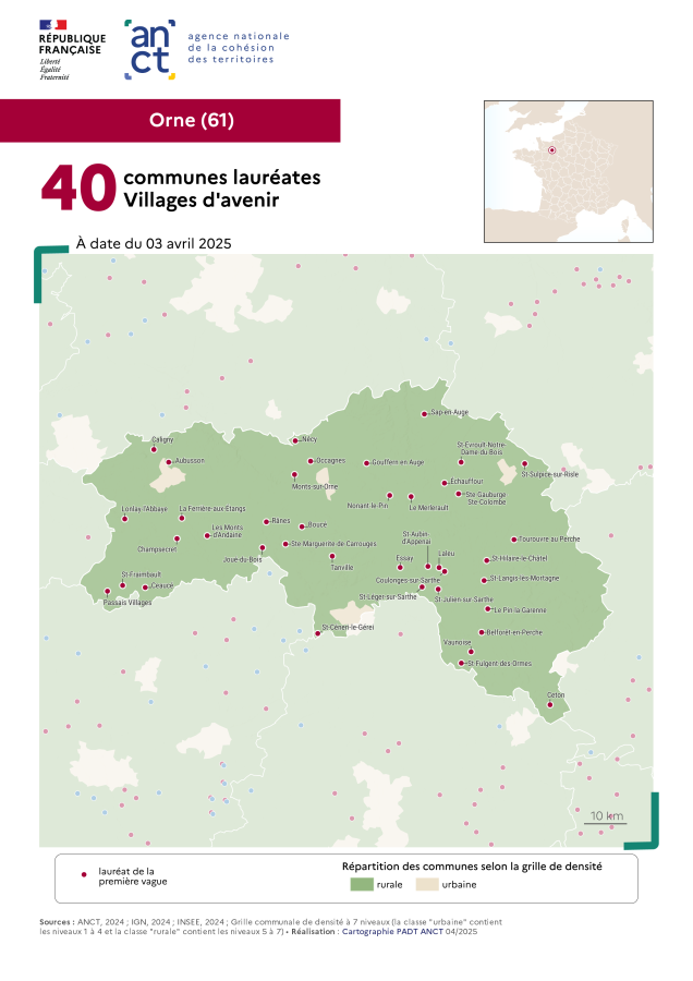 Communes labellis&eacute;es Villages d'avenir : Orne