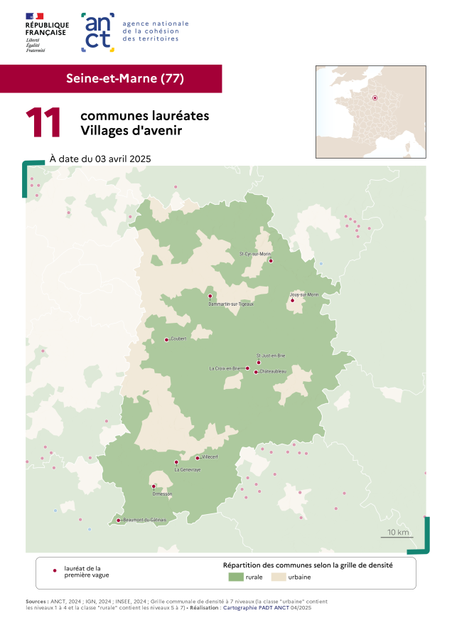 Communes labellis&eacute;es Villages d'avenir : Seine-et-Marne