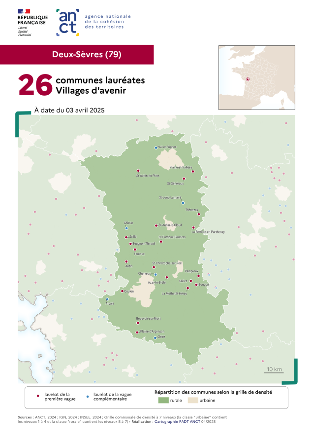 Communes labellis&eacute;es Villages d'avenir : Deux-S&egrave;vres
