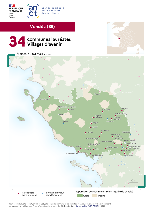 Communes labellis&eacute;es Villages d'avenir : Vend&eacute;e