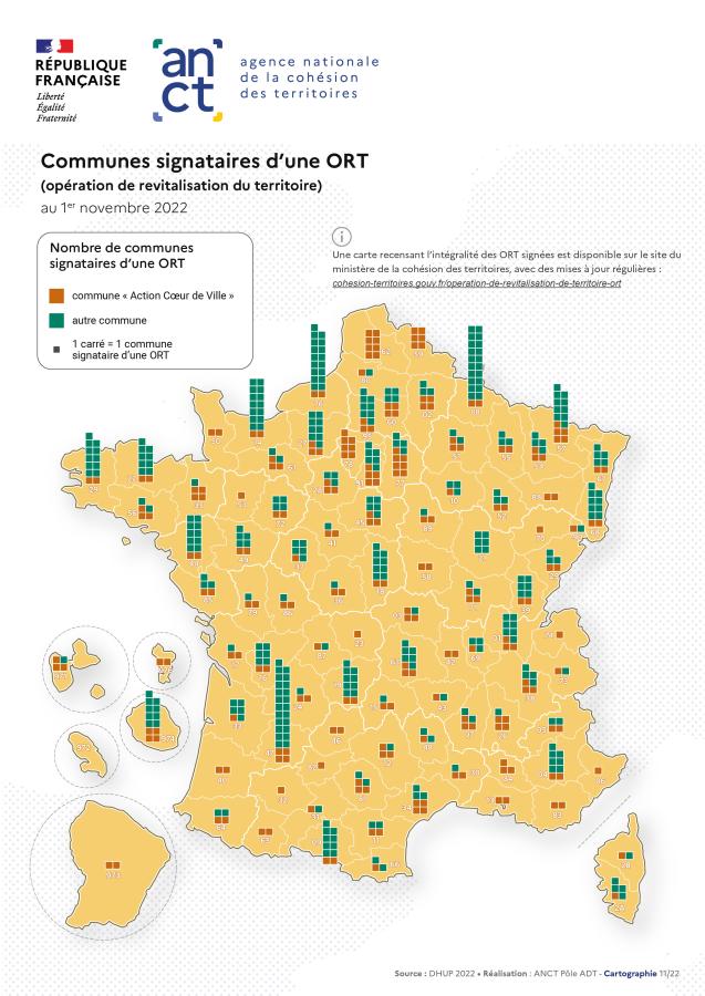 Communes signataires d'une ORT (op&eacute;ration de revitalisation du territoire) (format A4 portrait)