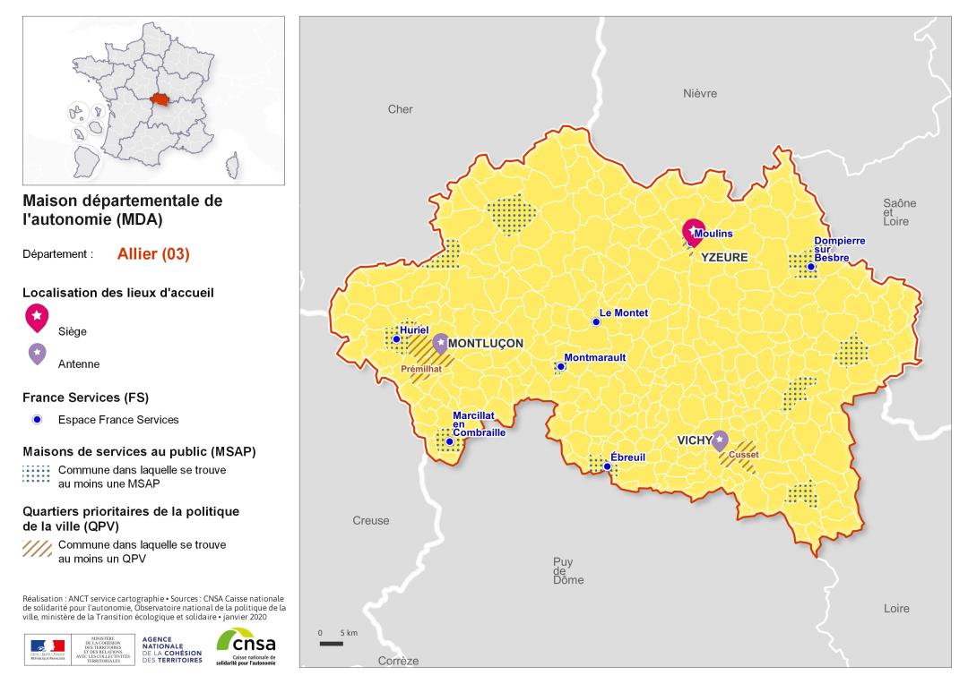 Atlas des maisons d&eacute;partementales des personnes handicap&eacute;es et des maisons d&eacute;partementales de l'autonomie : Allier