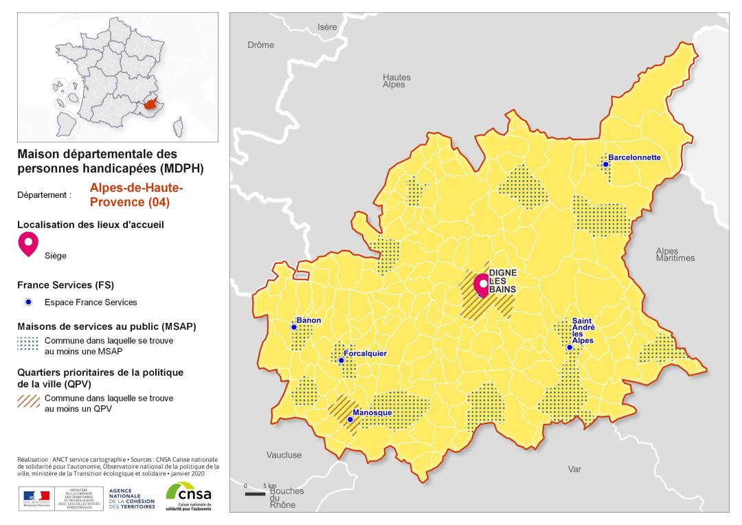 Atlas des maisons d&eacute;partementales des personnes handicap&eacute;es et des maisons d&eacute;partementales de l'autonomie : Alpes-de-Haute-Provence