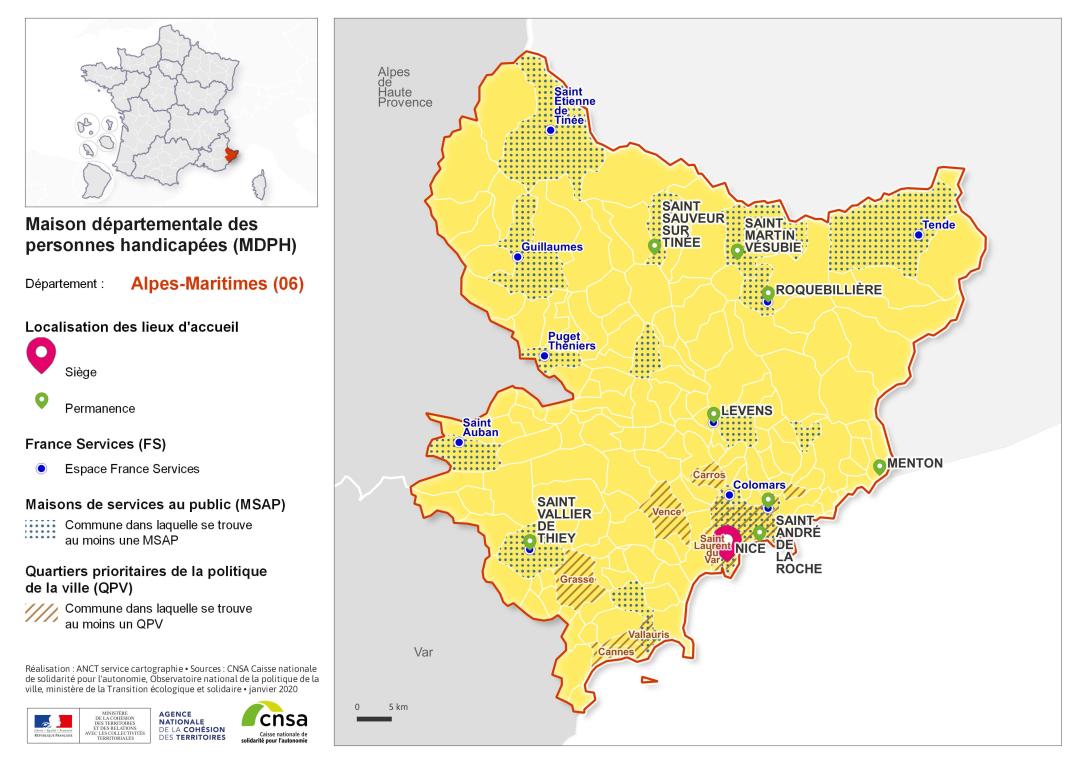 Atlas des maisons d&eacute;partementales des personnes handicap&eacute;es et des maisons d&eacute;partementales de l'autonomie : Alpes-Maritimes