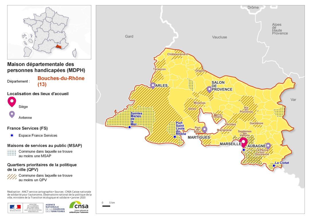 Atlas des maisons d&eacute;partementales des personnes handicap&eacute;es et des maisons d&eacute;partementales de l'autonomie : Bouches-du-Rh&ocirc;ne