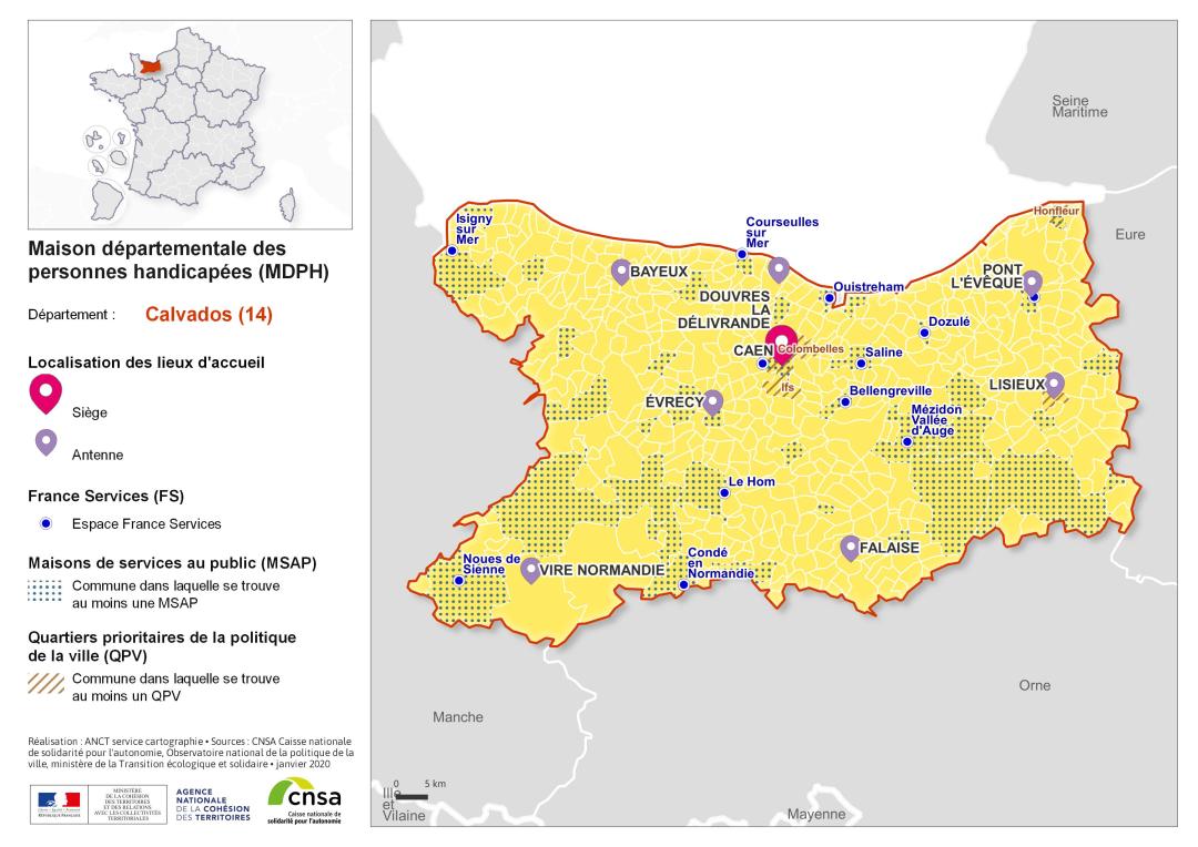 Atlas des maisons d&eacute;partementales des personnes handicap&eacute;es et des maisons d&eacute;partementales de l'autonomie : Calvados