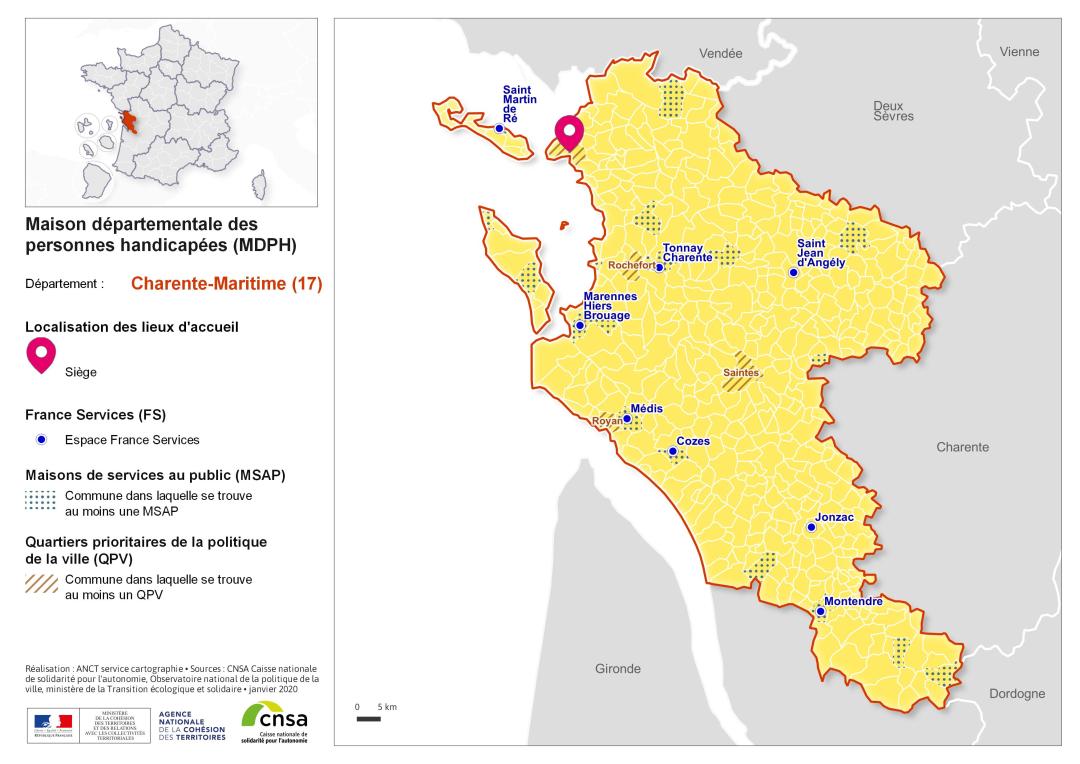 Atlas des maisons d&eacute;partementales des personnes handicap&eacute;es et des maisons d&eacute;partementales de l'autonomie : Charente-Maritime