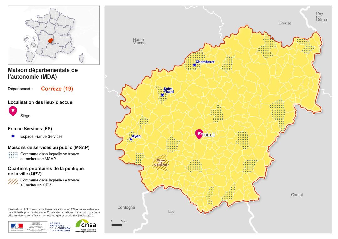 Atlas des maisons d&eacute;partementales des personnes handicap&eacute;es et des maisons d&eacute;partementales de l'autonomie : Corr&egrave;ze