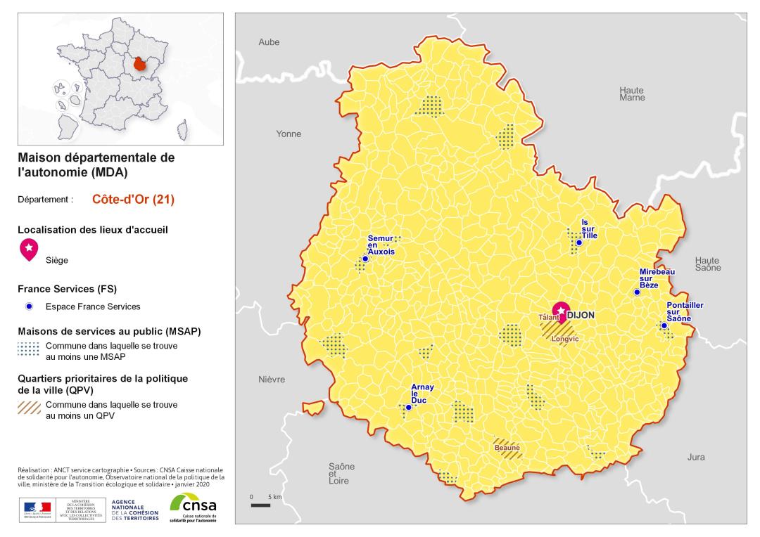 Atlas des maisons d&eacute;partementales des personnes handicap&eacute;es et des maisons d&eacute;partementales de l'autonomie : C&ocirc;te d'Or