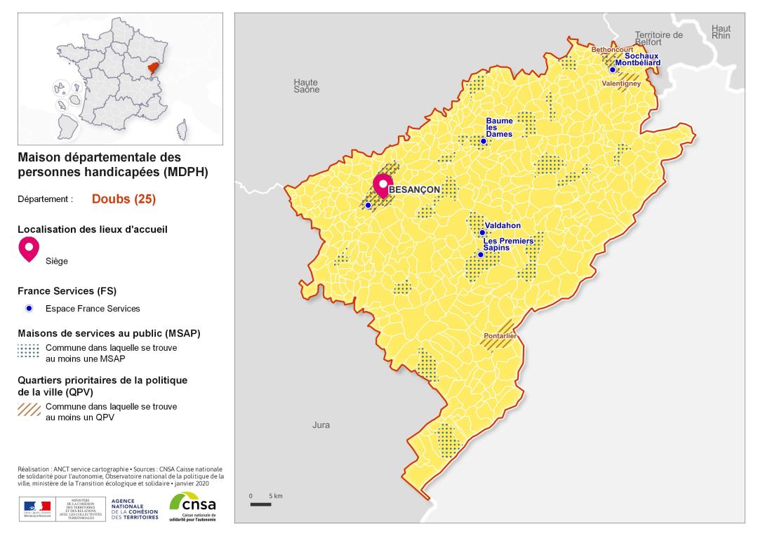 Atlas des maisons d&eacute;partementales des personnes handicap&eacute;es et des maisons d&eacute;partementales de l'autonomie : Doubs