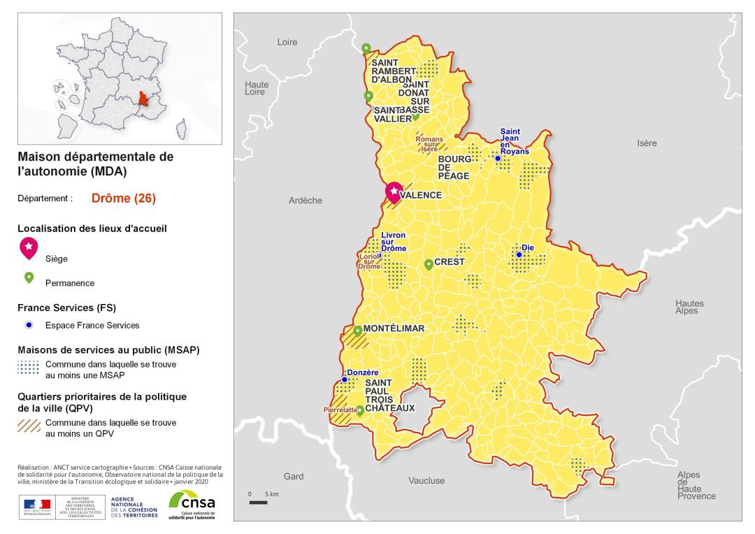Atlas des maisons d&eacute;partementales des personnes handicap&eacute;es et des maisons d&eacute;partementales de l'autonomie : Dr&ocirc;me