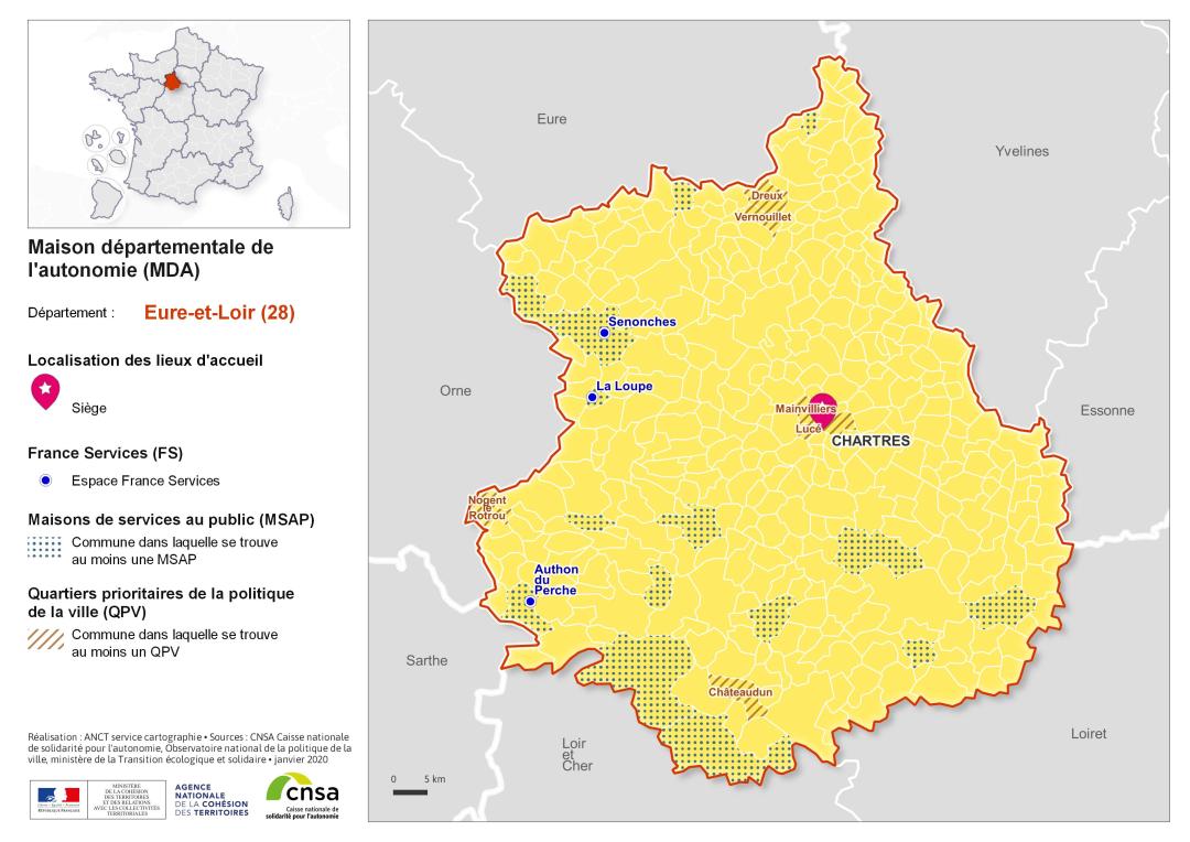 Atlas des maisons d&eacute;partementales des personnes handicap&eacute;es et des maisons d&eacute;partementales de l'autonomie : Eure-et-Loir