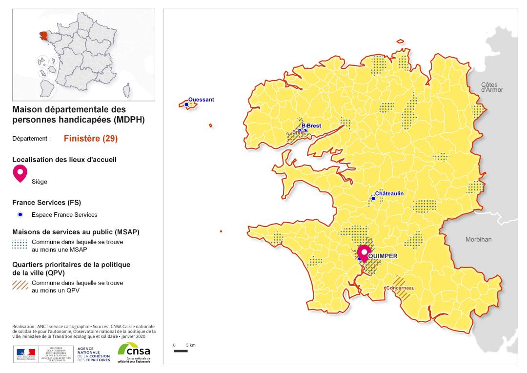 Atlas des maisons d&eacute;partementales des personnes handicap&eacute;es et des maisons d&eacute;partementales de l'autonomie : Finist&egrave;re