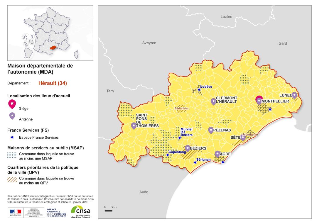 Atlas des maisons d&eacute;partementales des personnes handicap&eacute;es et des maisons d&eacute;partementales de l'autonomie : H&eacute;rault