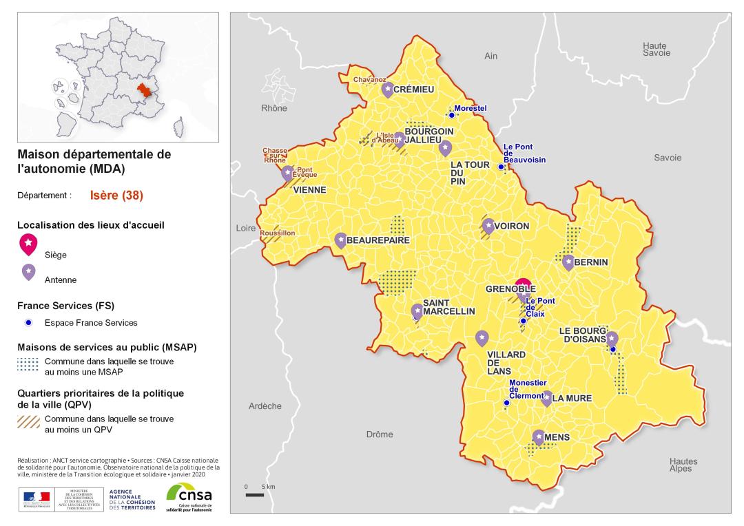 Atlas des maisons d&eacute;partementales des personnes handicap&eacute;es et des maisons d&eacute;partementales de l'autonomie : Is&egrave;re