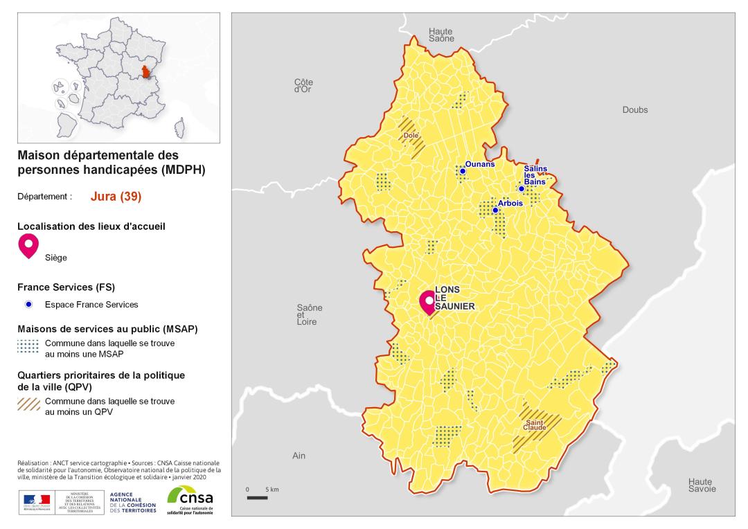 Atlas des maisons d&eacute;partementales des personnes handicap&eacute;es et des maisons d&eacute;partementales de l'autonomie : Jura