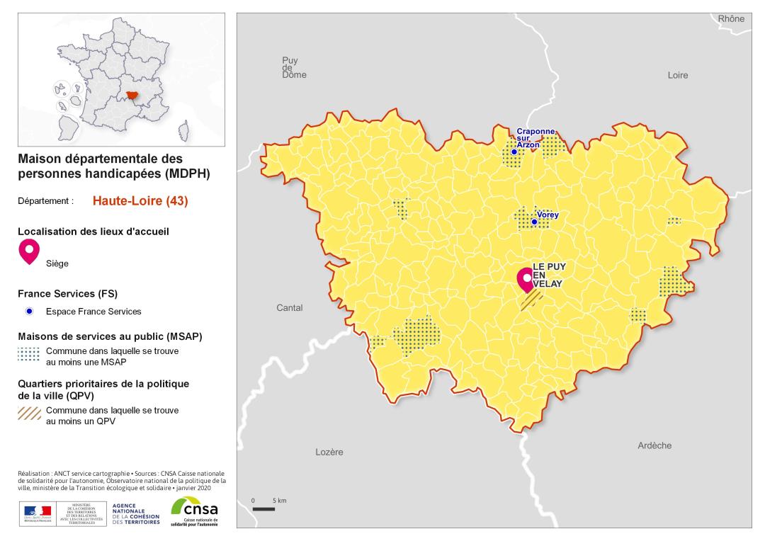 Atlas des maisons d&eacute;partementales des personnes handicap&eacute;es et des maisons d&eacute;partementales de l'autonomie : Haute-Loire