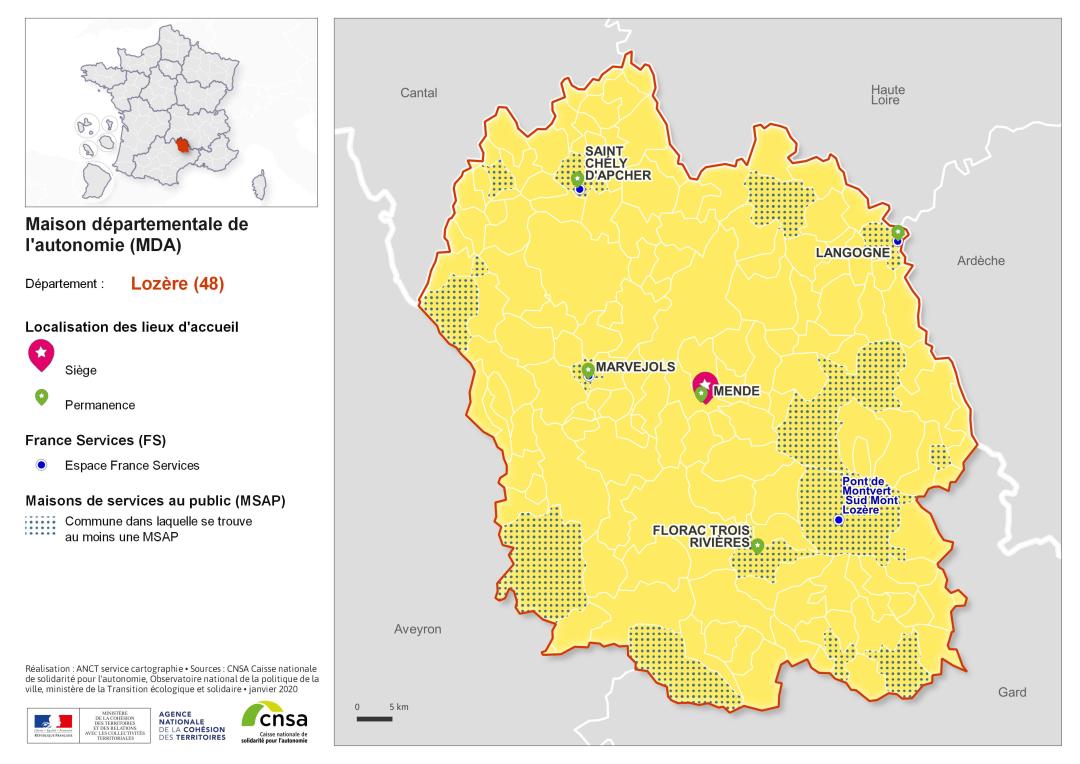 Atlas des maisons d&eacute;partementales des personnes handicap&eacute;es et des maisons d&eacute;partementales de l'autonomie : Loz&egrave;re