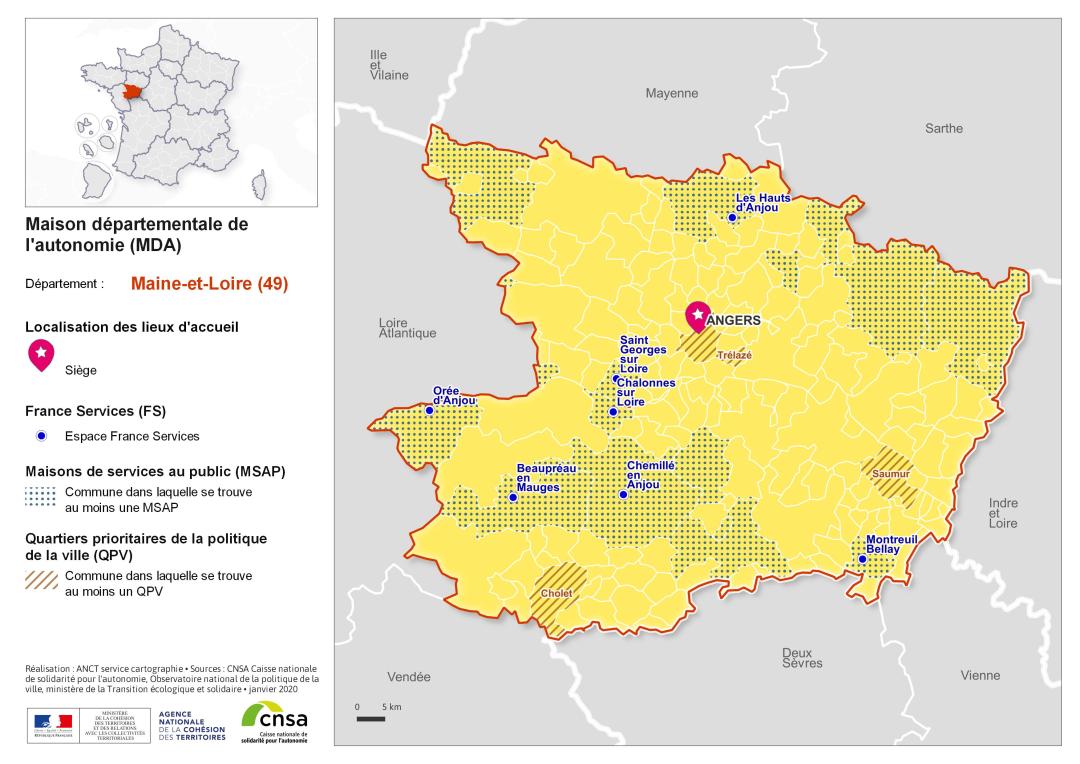 Atlas des maisons d&eacute;partementales des personnes handicap&eacute;es et des maisons d&eacute;partementales de l'autonomie : Maine-et-Loire
