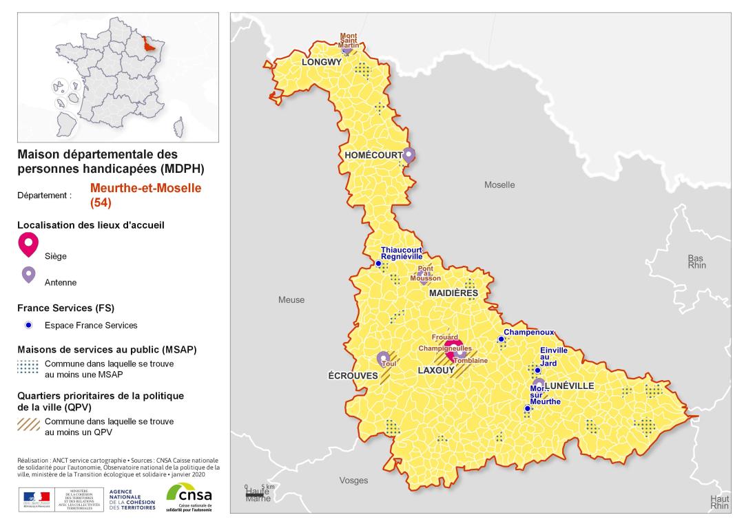 Atlas des maisons d&eacute;partementales des personnes handicap&eacute;es et des maisons d&eacute;partementales de l'autonomie : Meurthe-et-Moselle