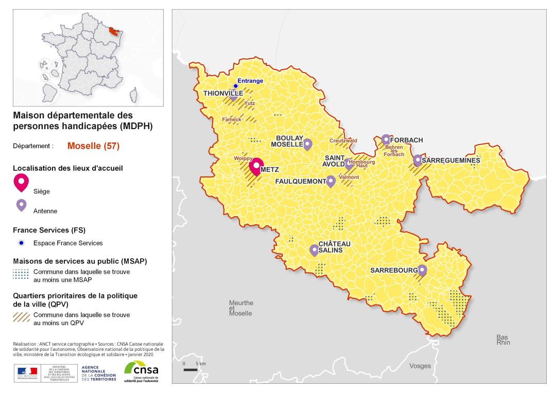 Atlas des maisons d&eacute;partementales des personnes handicap&eacute;es et des maisons d&eacute;partementales de l'autonomie : Moselle