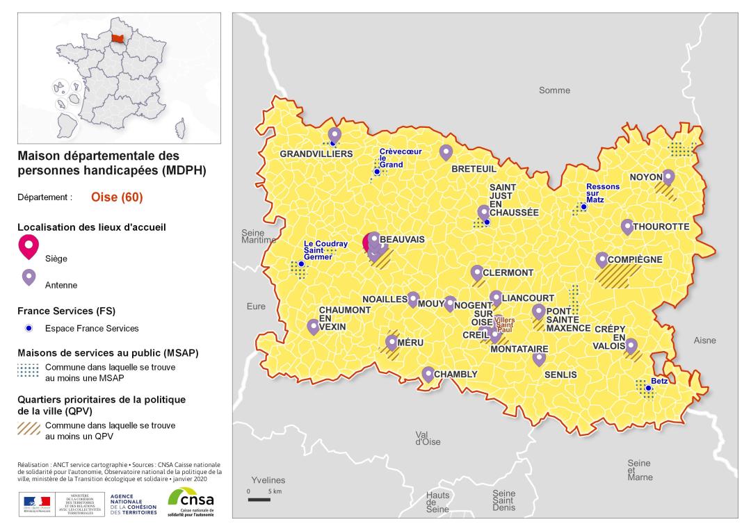 Atlas des maisons d&eacute;partementales des personnes handicap&eacute;es et des maisons d&eacute;partementales de l'autonomie : Oise