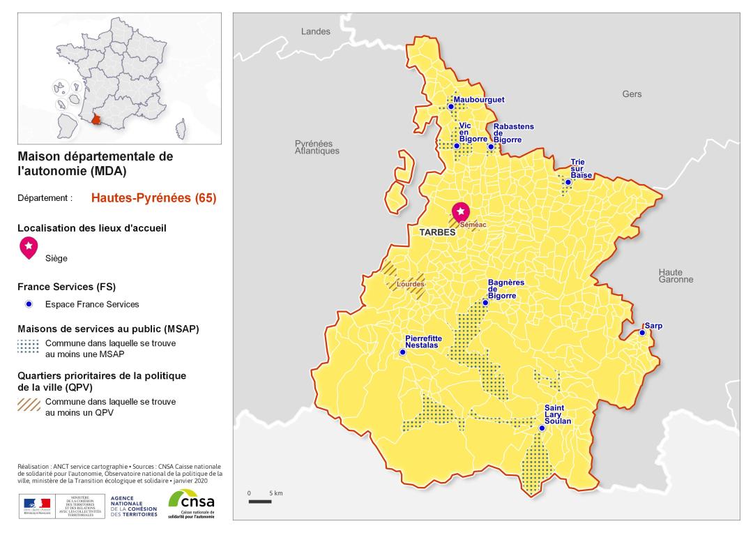 Atlas des maisons d&eacute;partementales des personnes handicap&eacute;es et des maisons d&eacute;partementales de l'autonomie : Hautes-Pyr&eacute;n&eacute;es